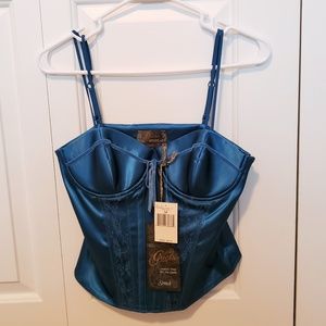 NWT Guess Corset Style Tank top hot teal blue sz m
